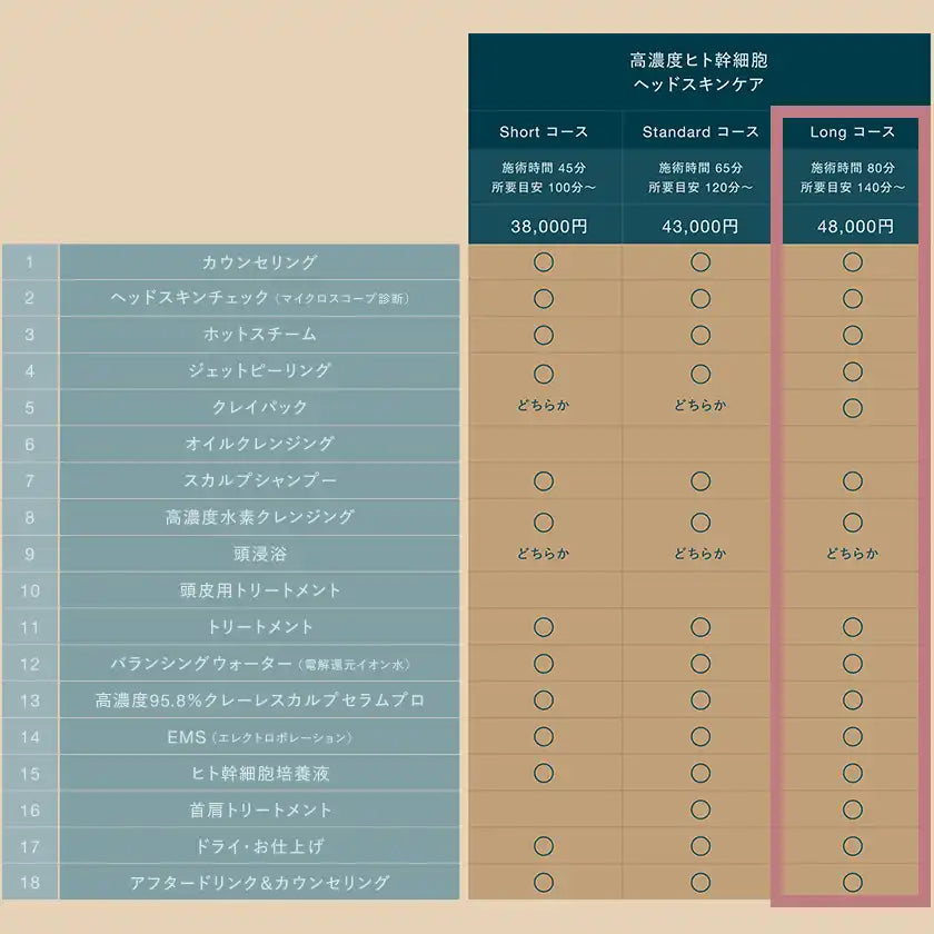 高濃度ヒト幹細胞ヘッドスキンケア　ロングコース（所要目安140分〜／施術80分）
