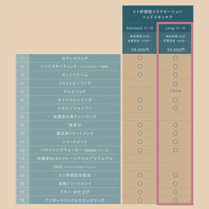 ヒト幹細胞リラクゼーションヘッドスキンケア　ロングコース（所要目安140分〜／施術80分）